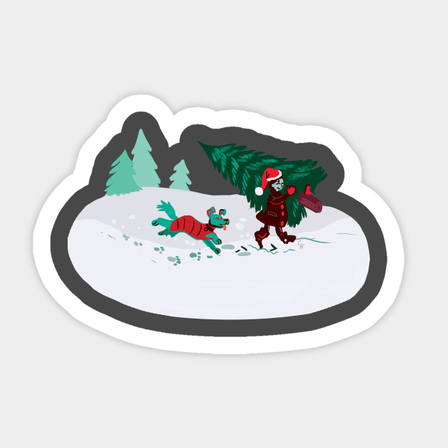 Evergreen tree trip Sticker by Darth Tuba